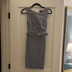 J. Crew Black and White Gingham Midi Dress